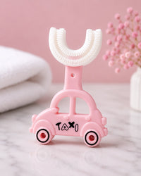 Baby Silicone U-Shaped Toothbrush & Teether – Taxi Design 🚕