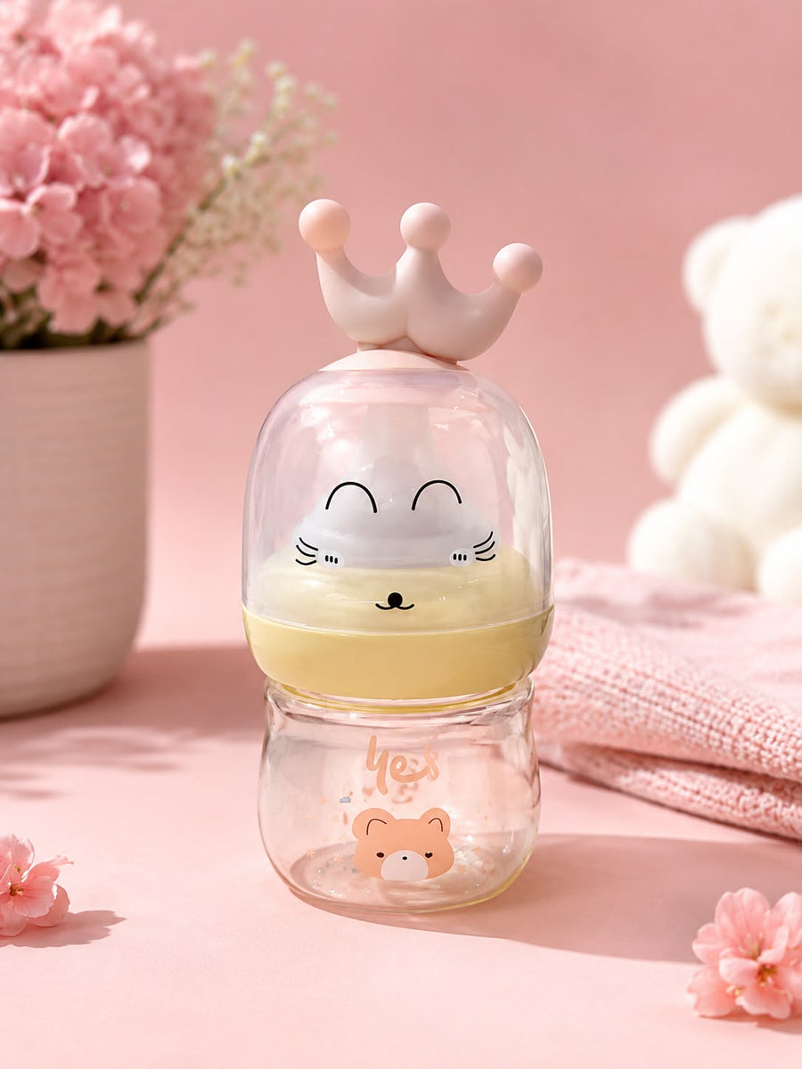 Cute Crown & Bear Baby Feeding Bottle 🍼👑🧸